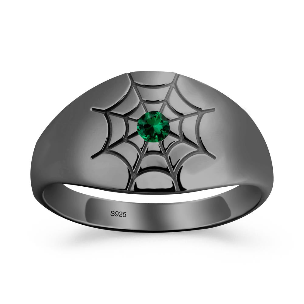 Spider Wed Inspired Emerald Ring - LUO Jewelry #metal_black finish sterling silver