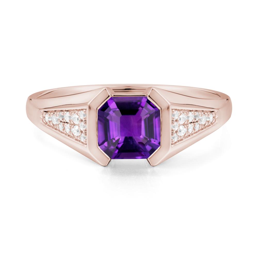 Asscher Cut Amethyst Statement Ring - LUO Jewelry #metal_14k rose gold