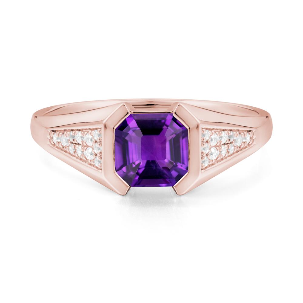 Asscher Cut Amethyst Statement Ring - LUO Jewelry #metal_18k rose gold