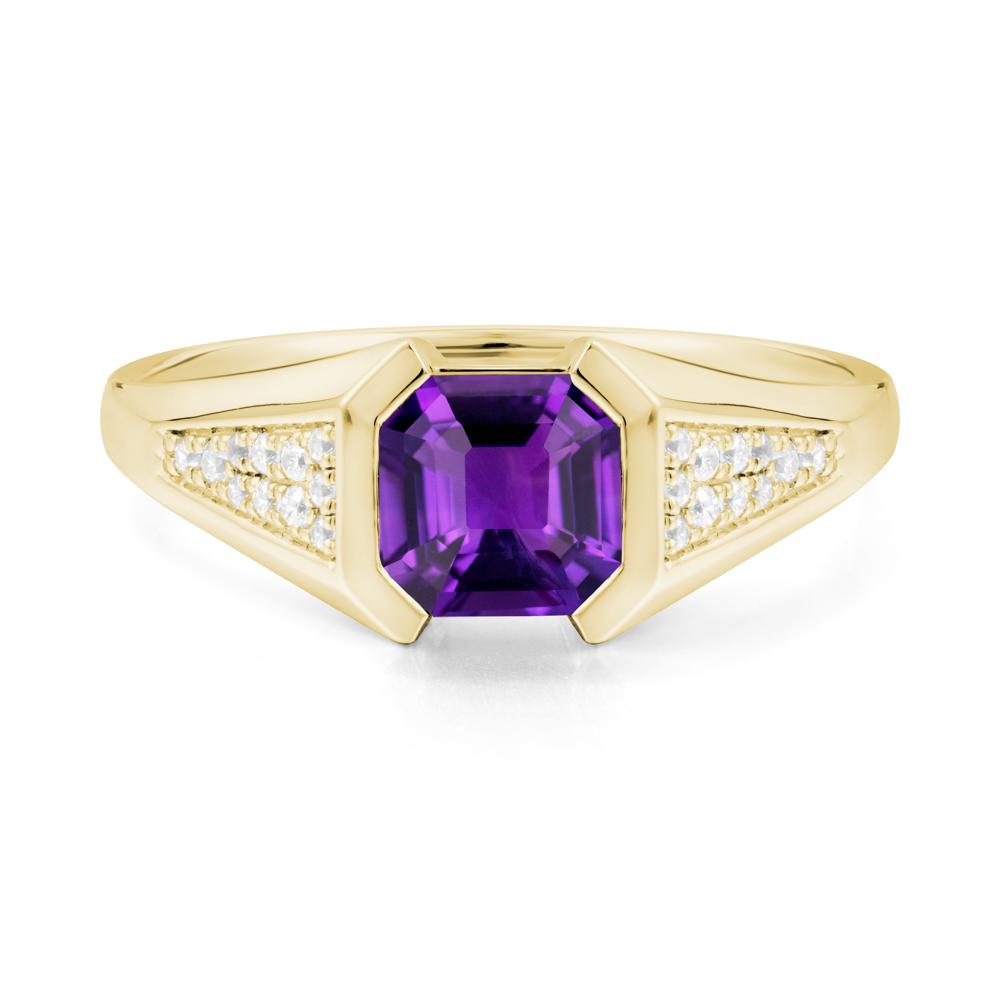 Asscher Cut Amethyst Statement Ring - LUO Jewelry #metal_18k yellow gold