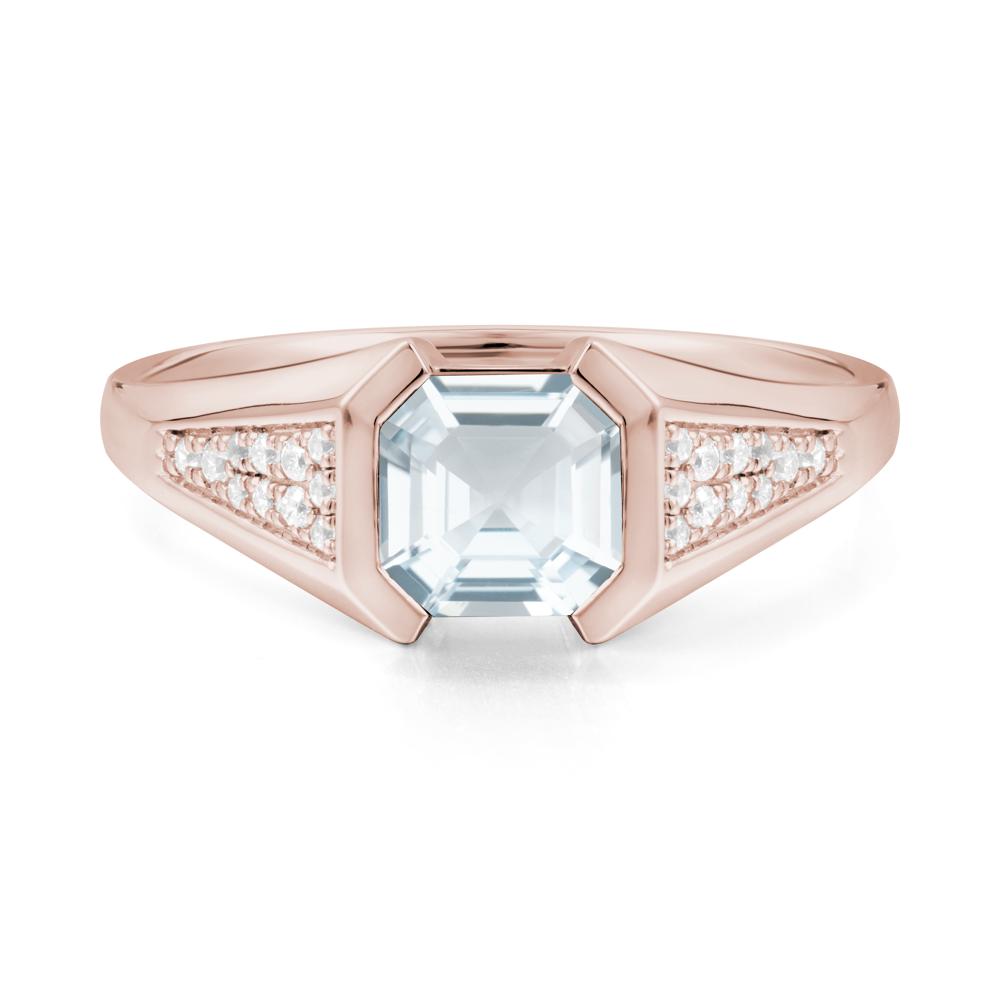 Asscher Cut Aquamarine Statement Ring - LUO Jewelry #metal_14k rose gold