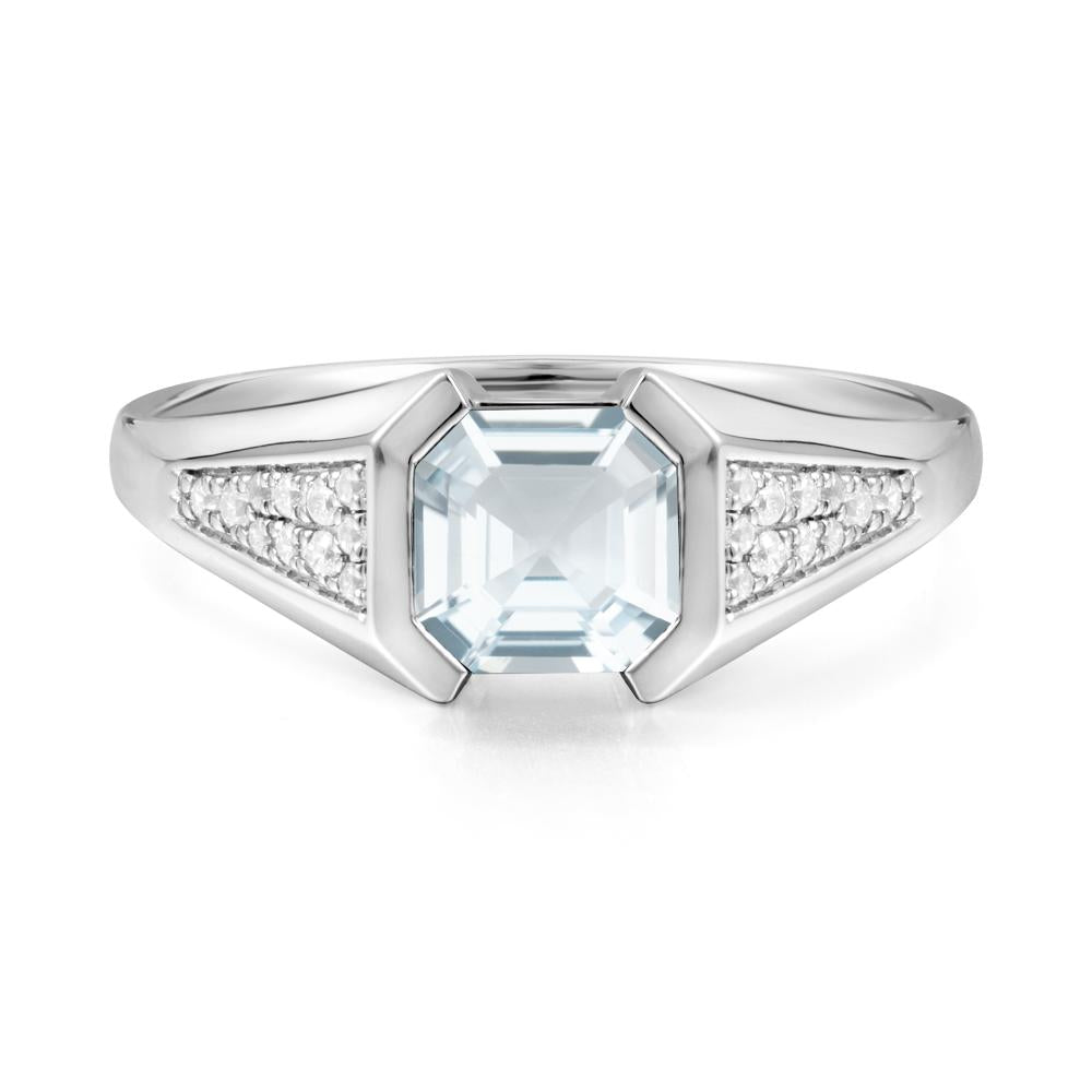 Asscher Cut Aquamarine Statement Ring - LUO Jewelry #metal_sterling silver