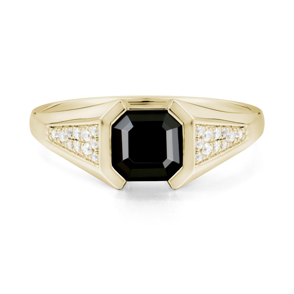 Asscher Cut Black Spinel Statement Ring - LUO Jewelry #metal_14k yellow gold