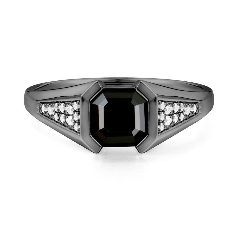 Asscher Cut Black Spinel Statement Ring - LUO Jewelry #metal_black finish sterling silver