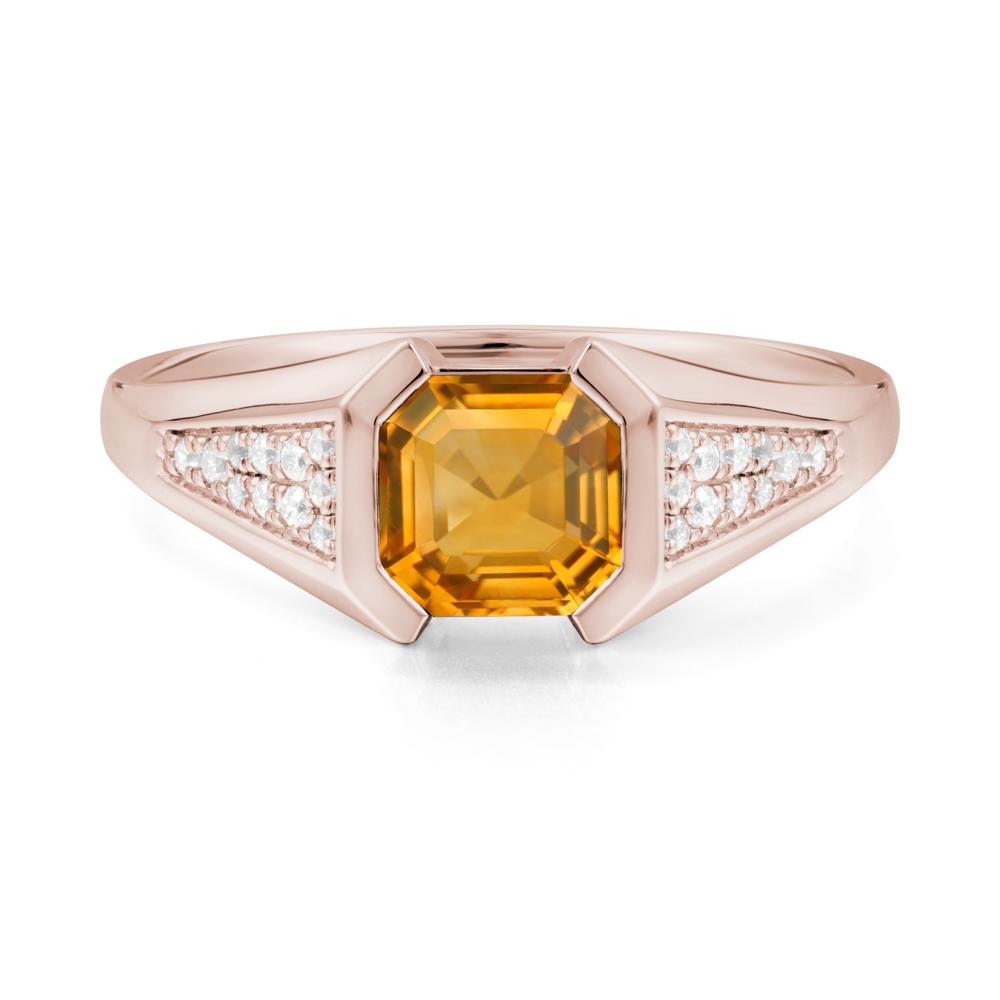Asscher Cut Citrine Statement Ring - LUO Jewelry #metal_14k rose gold