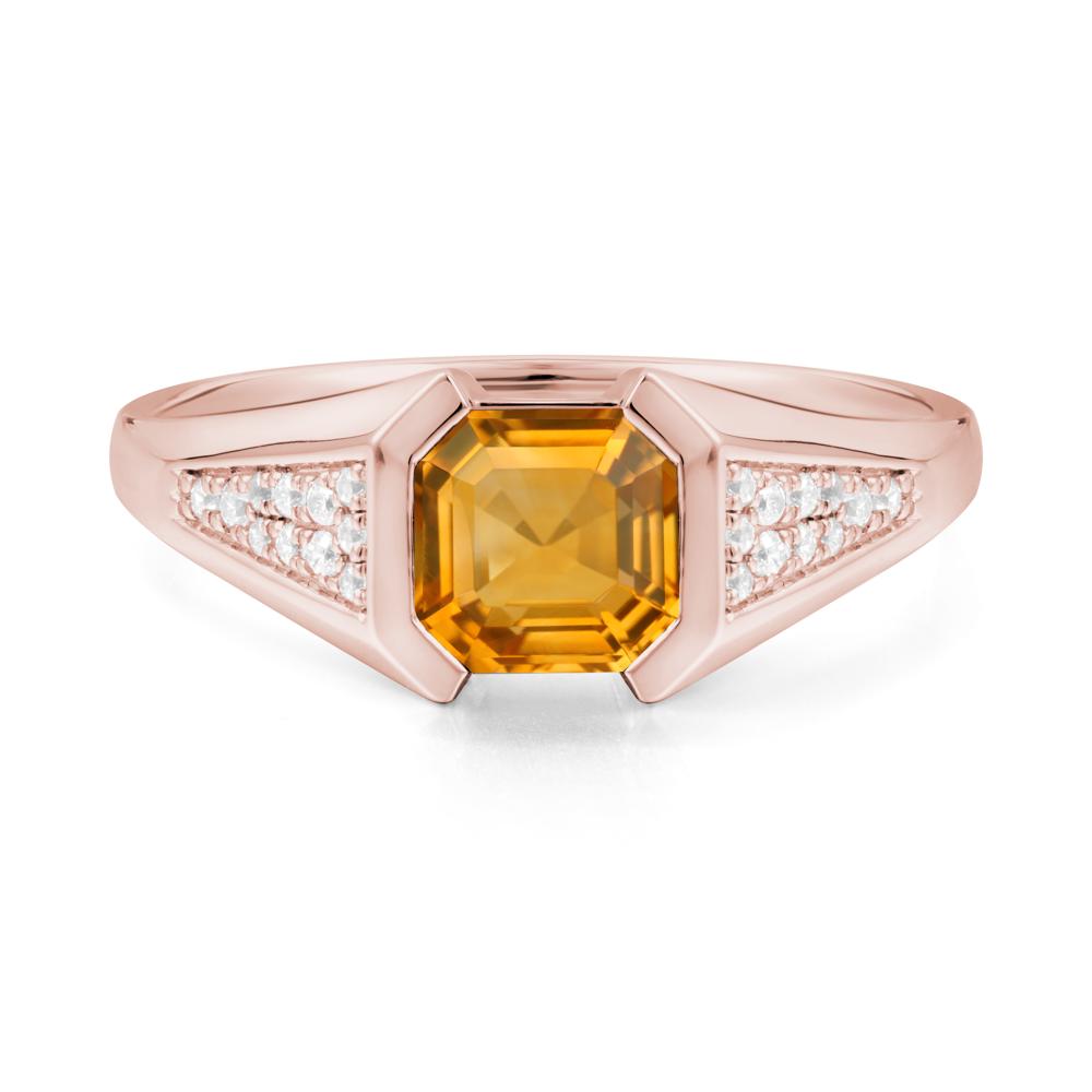 Asscher Cut Citrine Statement Ring - LUO Jewelry #metal_18k rose gold