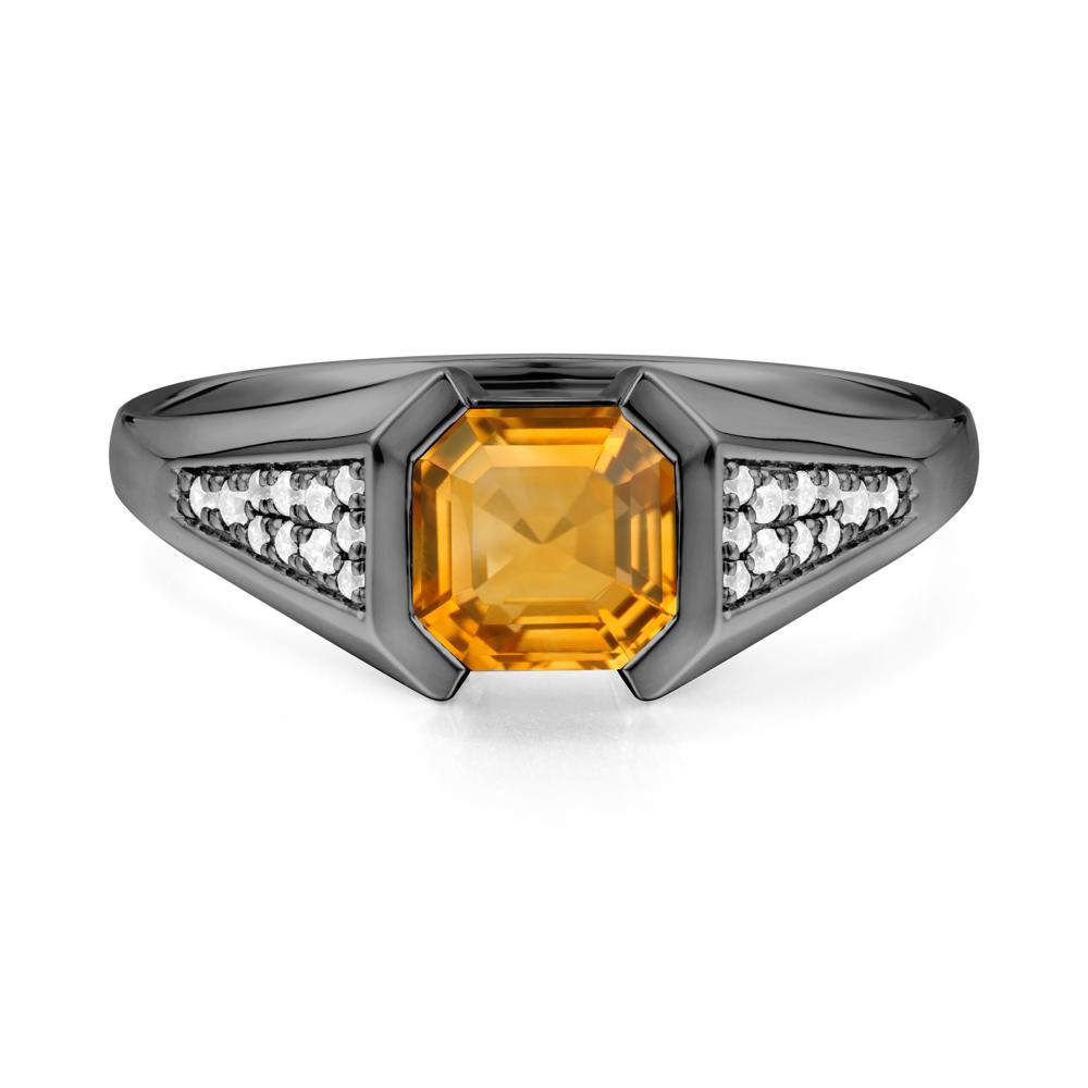 Asscher Cut Citrine Statement Ring - LUO Jewelry #metal_black finish sterling silver