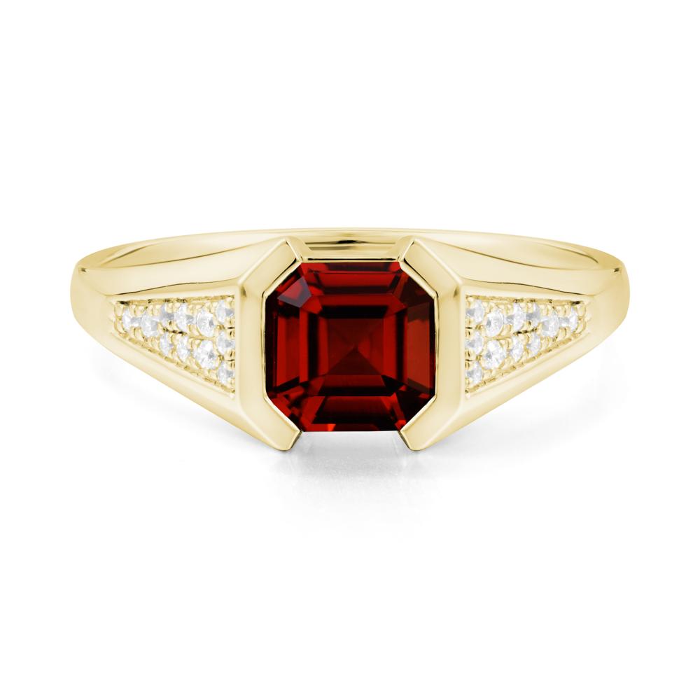 Asscher Cut Garnet Bezel Ring - LUO Jewelry #metal_18k yellow gold