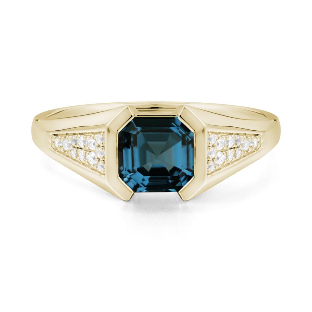 Asscher Cut London Blue Topaz Bezel Ring - LUO Jewelry #metal_14k yellow gold