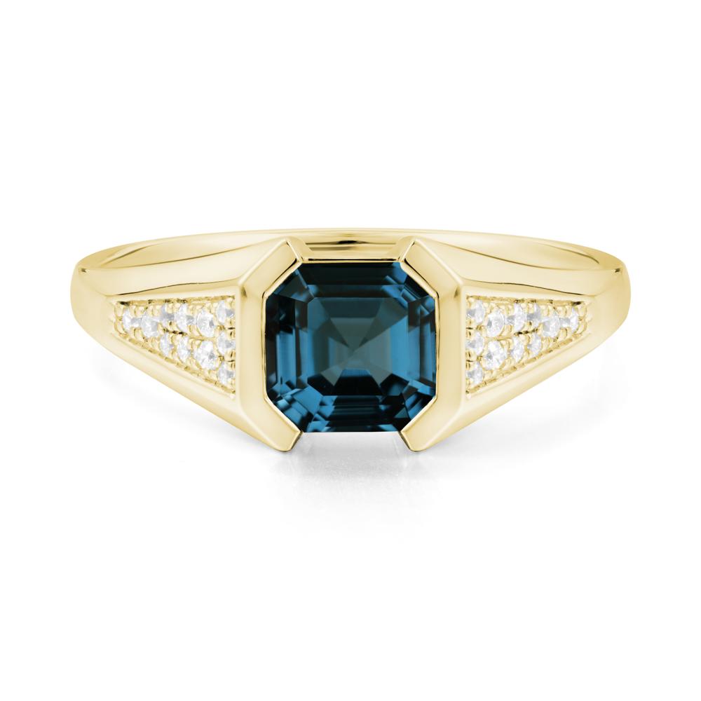 Asscher Cut London Blue Topaz Bezel Ring - LUO Jewelry #metal_18k yellow gold