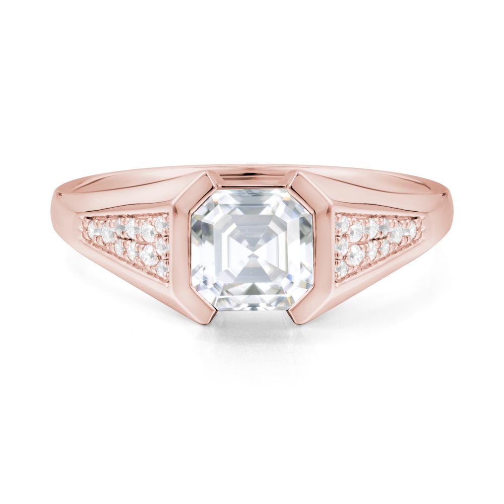 Asscher Cut Moissanite Statement Ring - LUO Jewelry #metal_18k rose gold