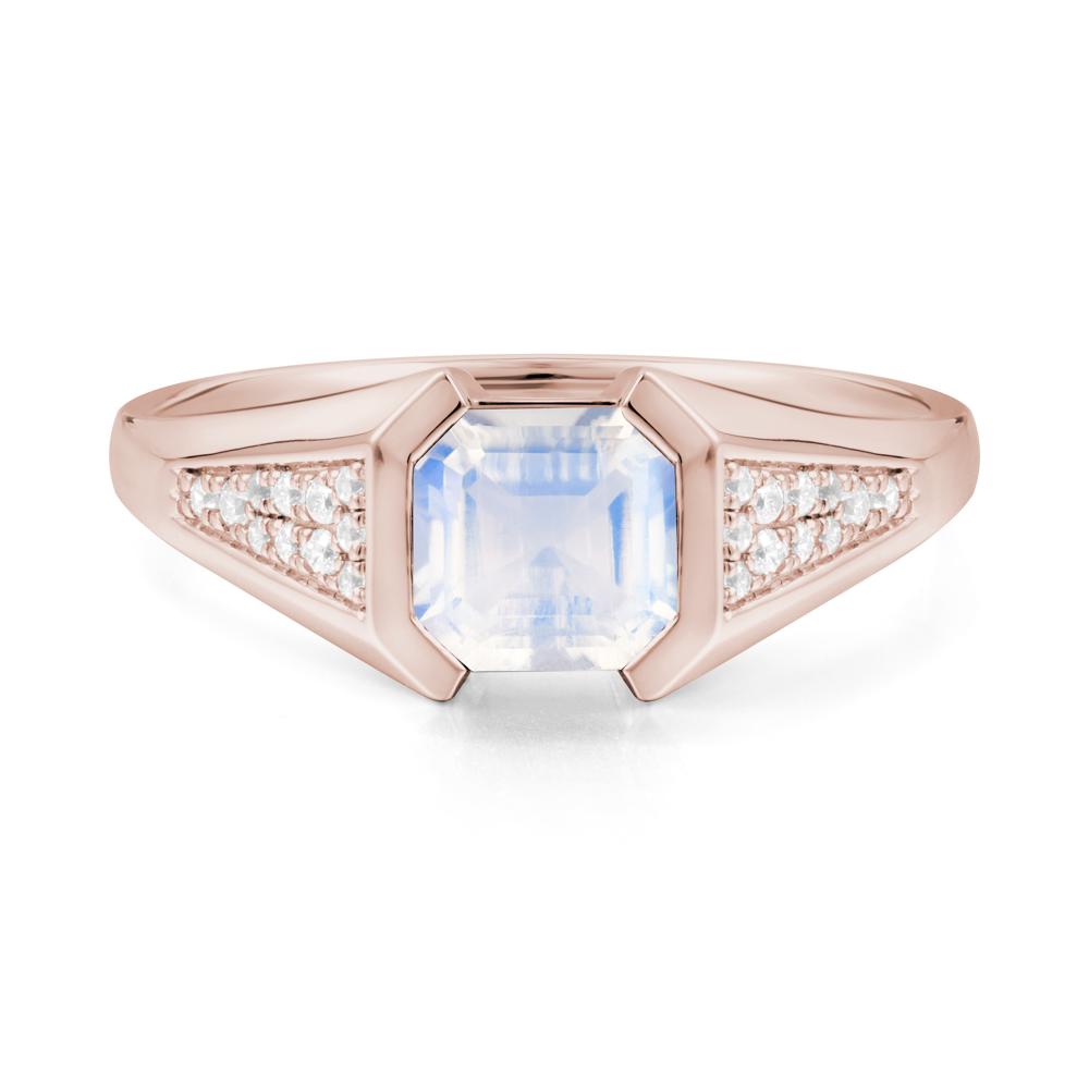 Asscher Cut Moonstone Statement Ring - LUO Jewelry #metal_14k rose gold