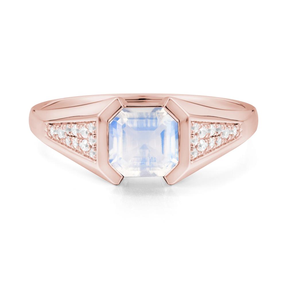 Asscher Cut Moonstone Statement Ring - LUO Jewelry #metal_18k rose gold