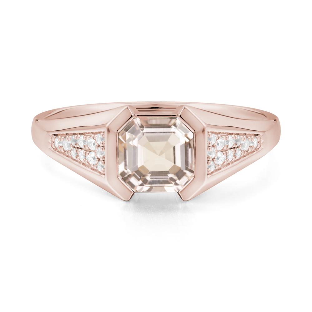 Asscher Cut Morganite Bezel Ring - LUO Jewelry #metal_14k rose gold
