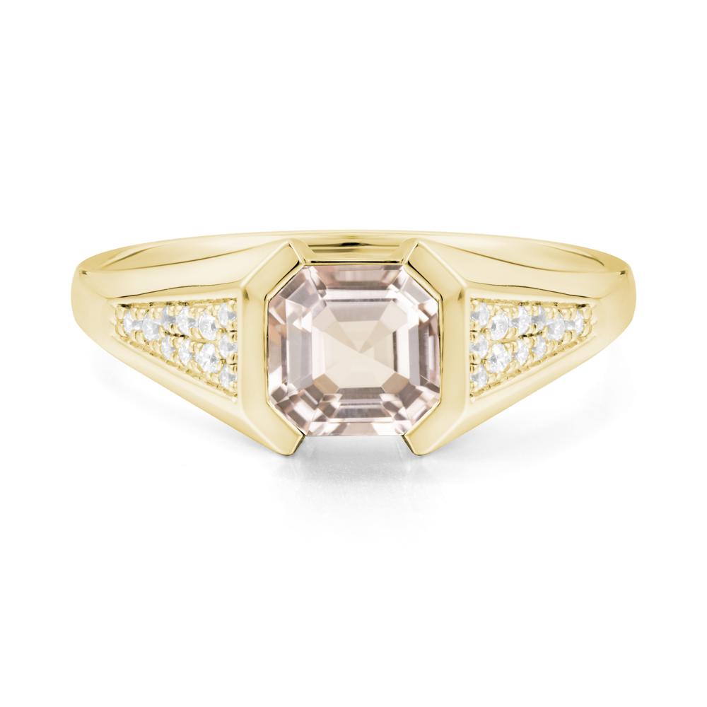 Asscher Cut Morganite Bezel Ring - LUO Jewelry #metal_18k yellow gold