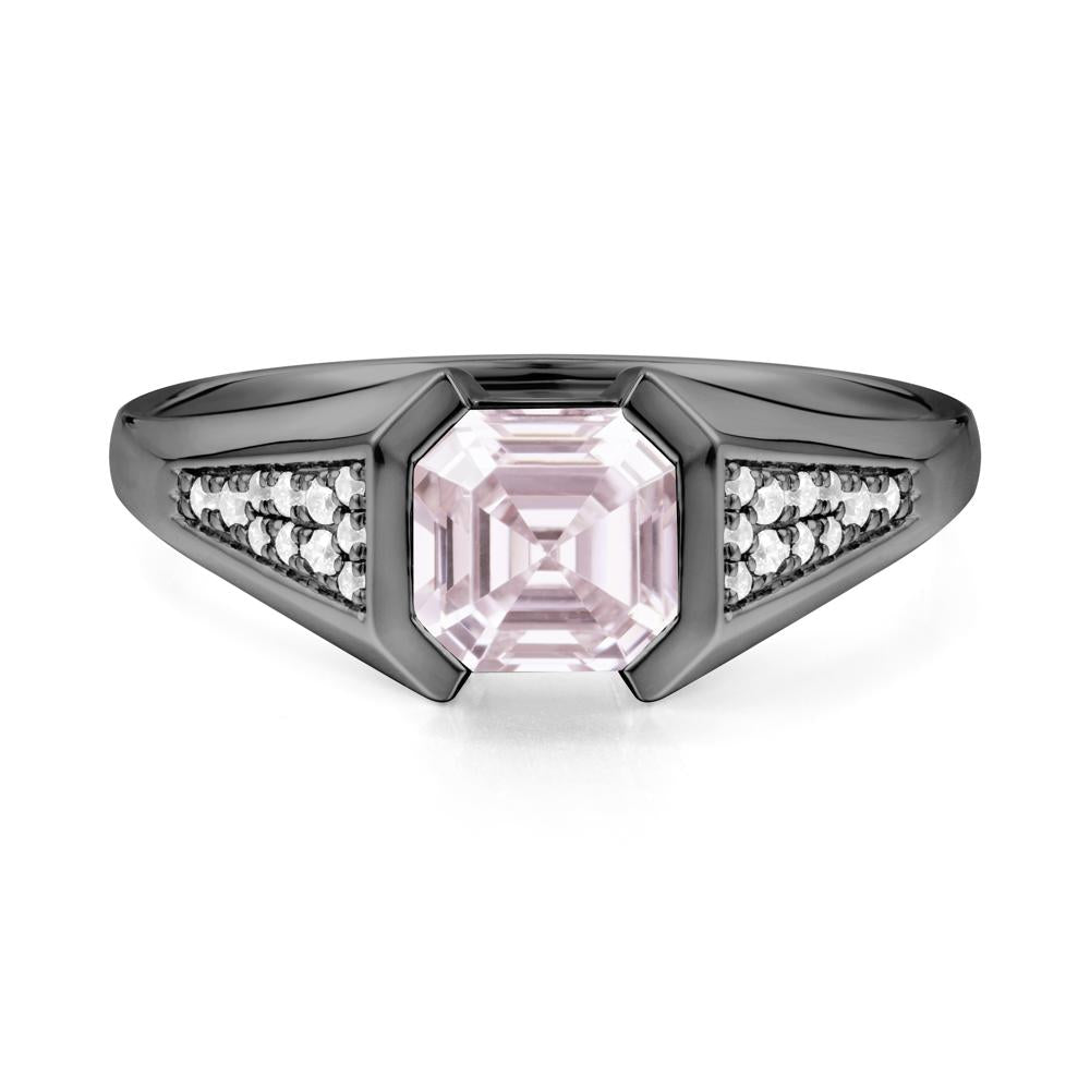 Asscher Cut Pink Cubic Zirconia Statement Ring - LUO Jewelry #metal_black finish sterling silver