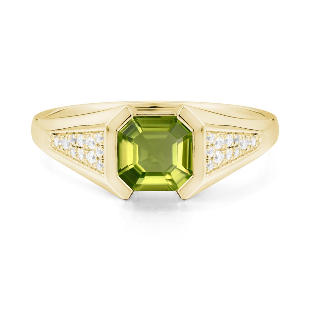 Asscher Cut Peridot Bezel Ring - LUO Jewelry #metal_18k yellow gold