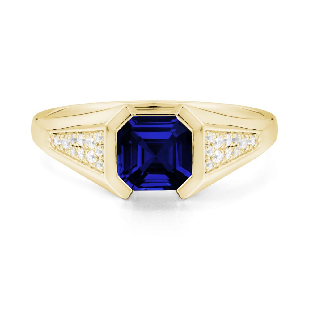 Asscher Cut Sapphire Bezel Ring - LUO Jewelry #metal_18k yellow gold