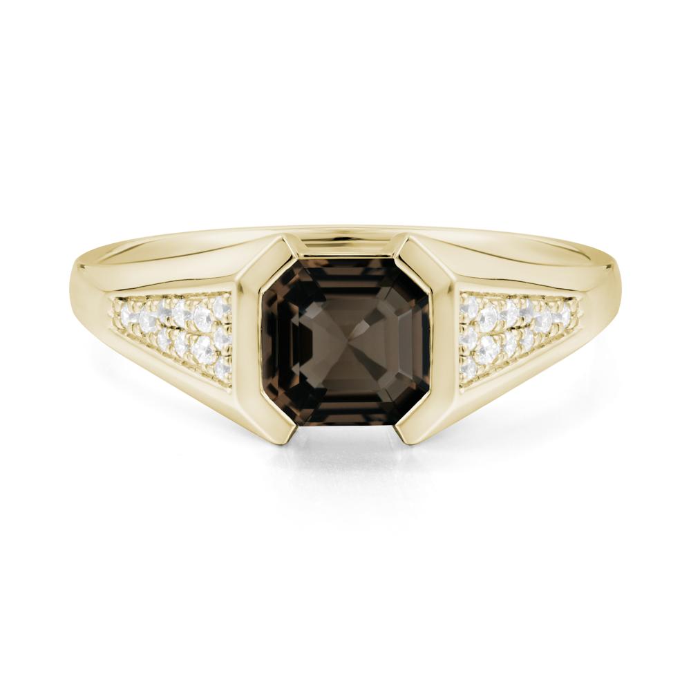 Asscher Cut Smoky Quartz Statement Ring - LUO Jewelry #metal_14k yellow gold