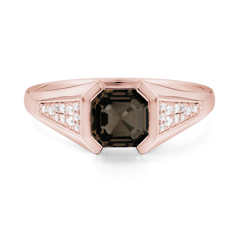 Asscher Cut Smoky Quartz Statement Ring - LUO Jewelry #metal_18k rose gold