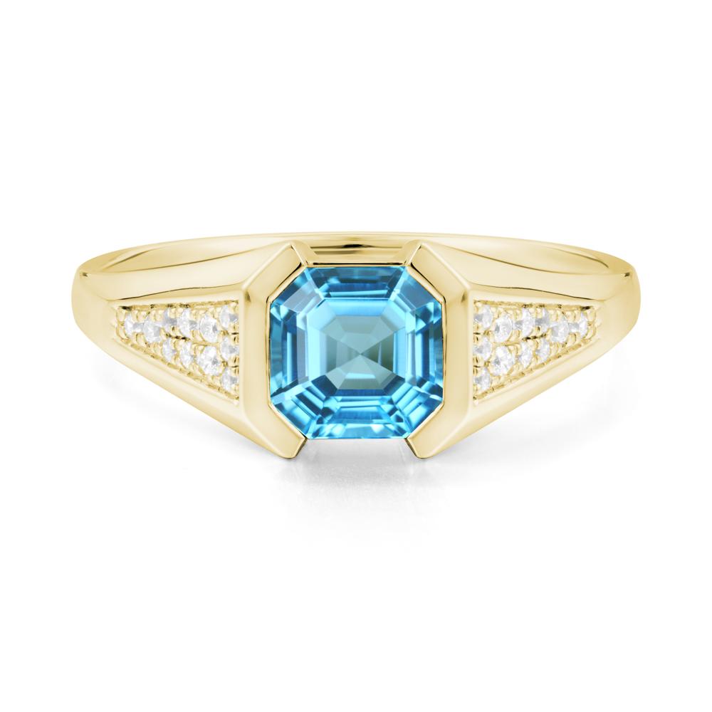 Asscher Cut Swiss Blue Topaz Statement Ring - LUO Jewelry #metal_18k yellow gold