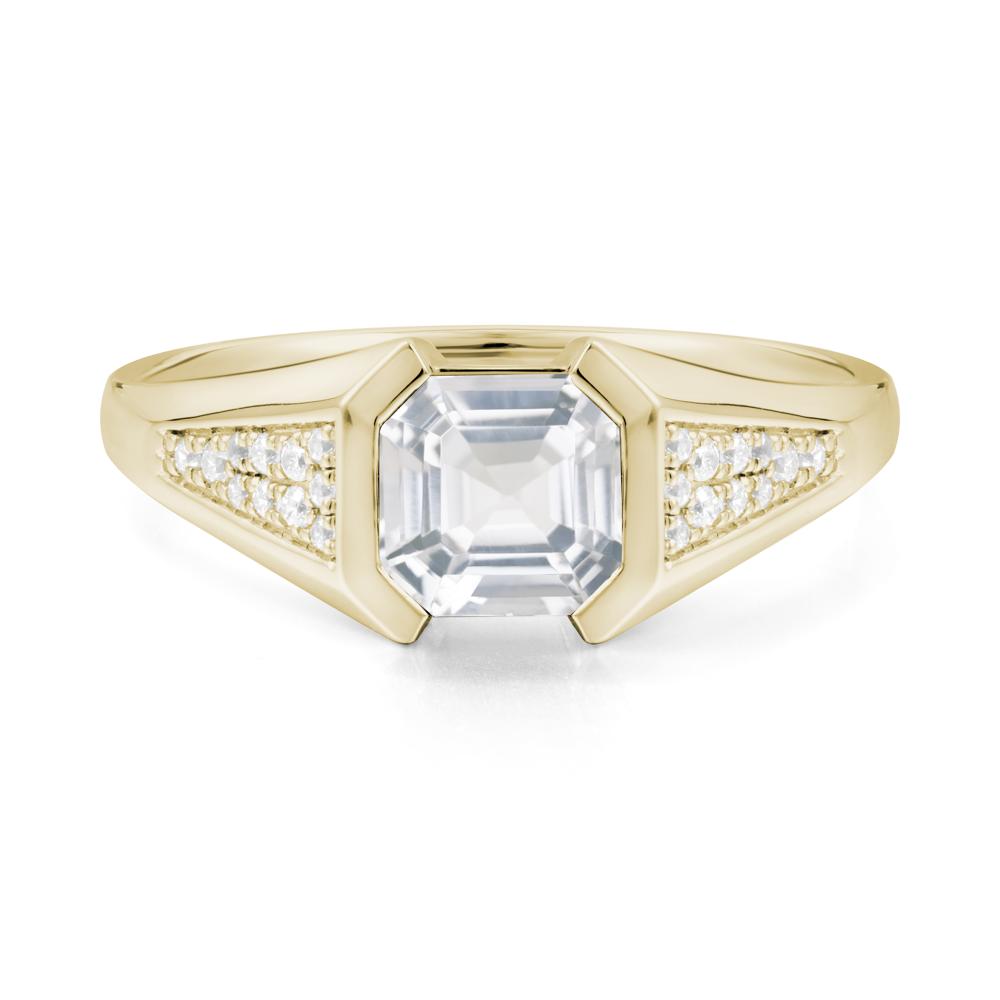 Asscher Cut White Topaz Statement Ring - LUO Jewelry #metal_14k yellow gold