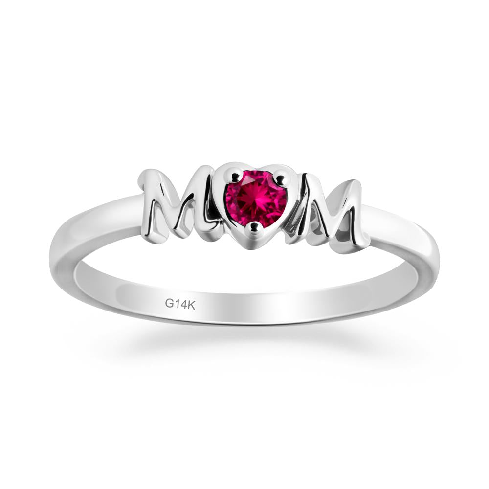 Minimalist Ruby Mother's Day Ring - LUO Jewelry #metal_14k white gold