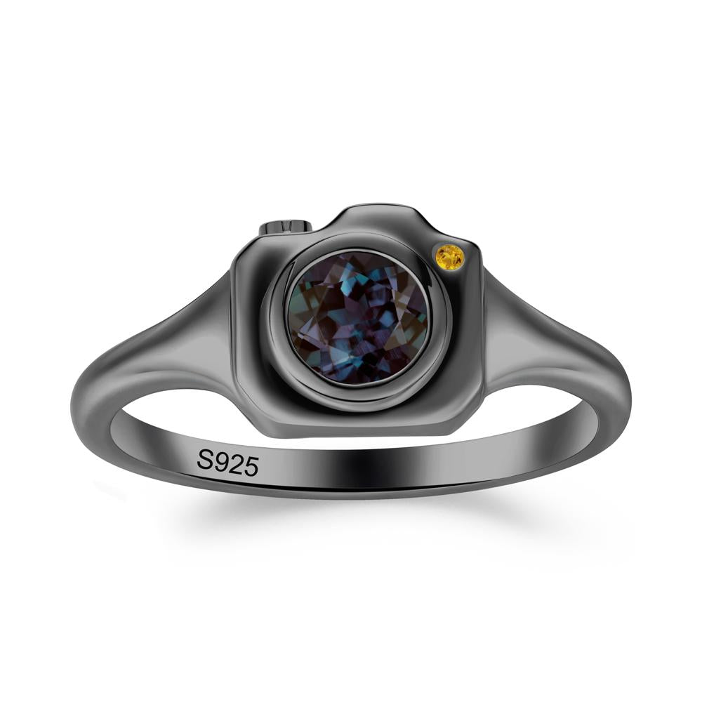 Creative Photography Inspired Alexandrite and Citrine Ring - LUO Jewelry #metal_black finish sterling silver