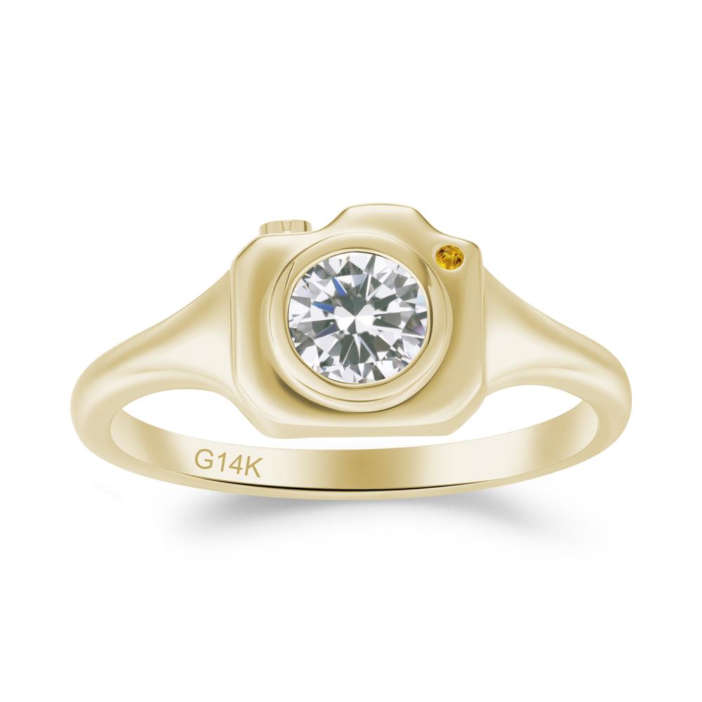 Creative Photography Inspired Cubic Zirconia and Citrine Ring - LUO Jewelry #metal_14k yellow gold