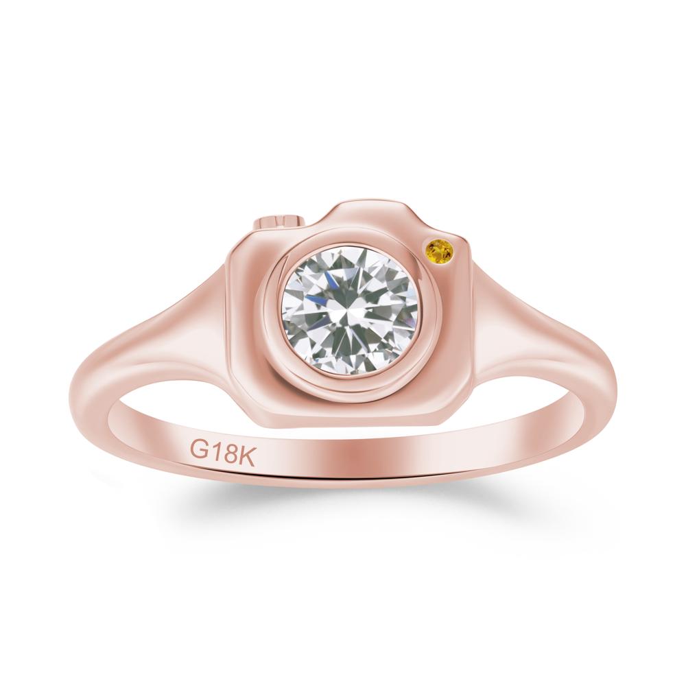 Creative Photography Inspired Cubic Zirconia and Citrine Ring - LUO Jewelry #metal_18k rose gold