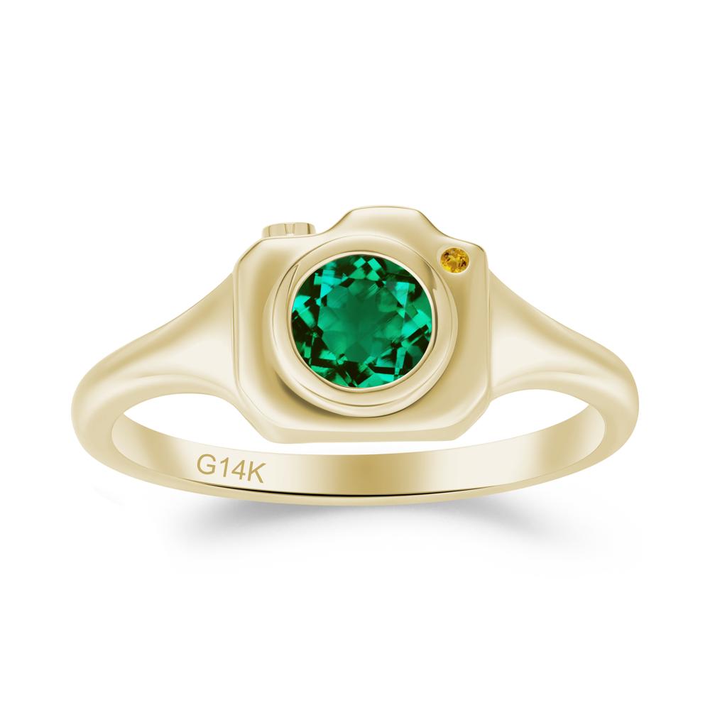 Creative Emerald and Citrine Statement Ring - LUO Jewelry #metal_14k yellow gold