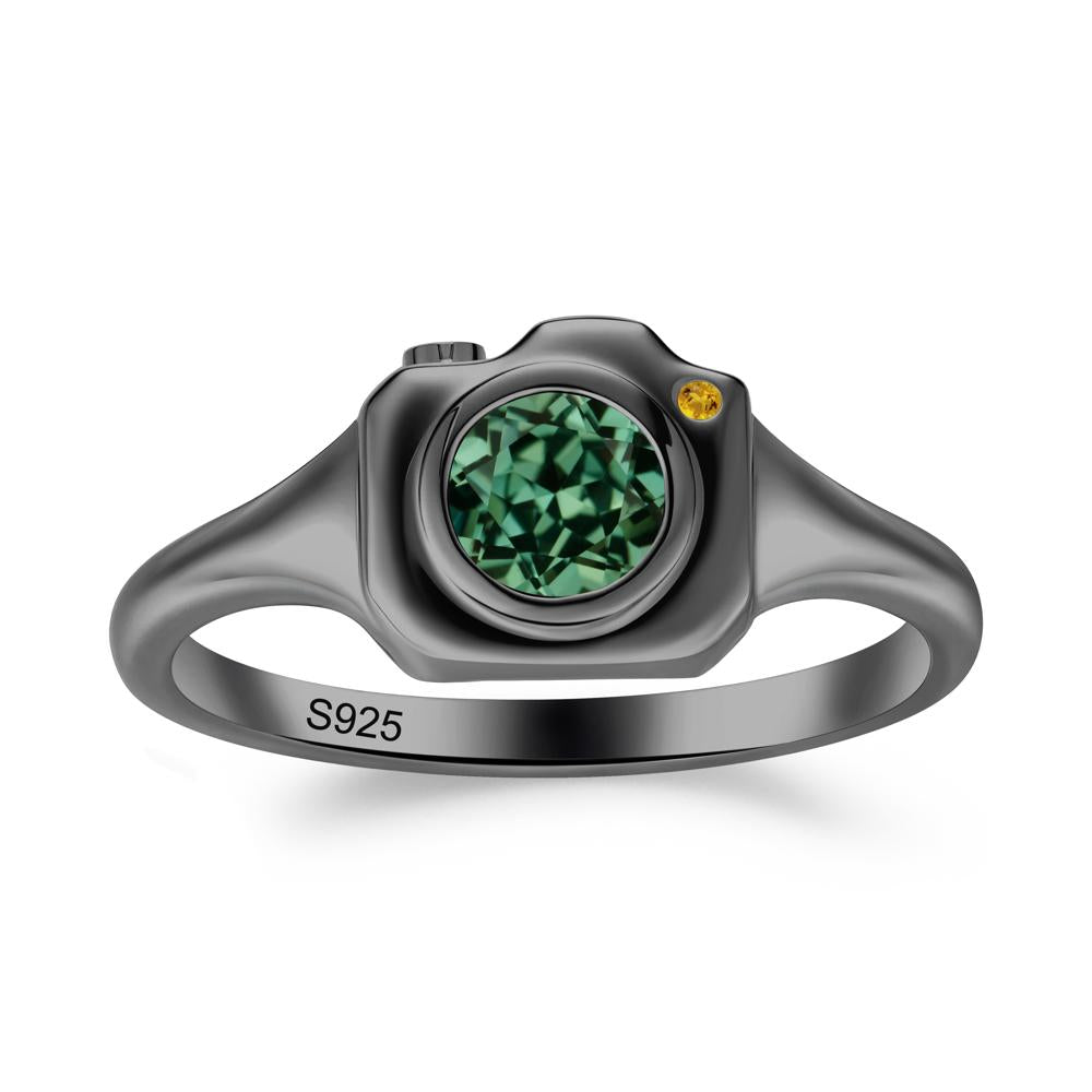 Creative Photography Inspired Green Sapphire and Citrine Ring - LUO Jewelry #metal_black finish sterling silver