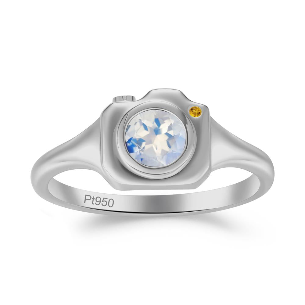 Round Bezel Set Moonstone and Citrine Ring - LUO Jewelry #metal_platinum