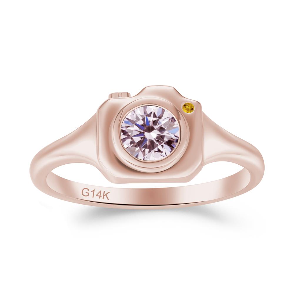 Creative Photography Inspired Pink Cubic Zirconia and Citrine Ring - LUO Jewelry #metal_14k rose gold