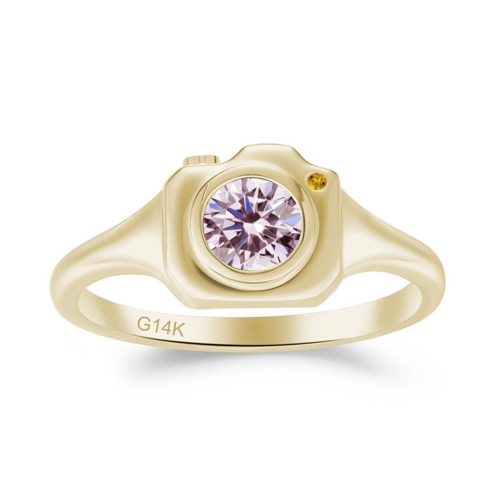 Creative Photography Inspired Pink Cubic Zirconia and Citrine Ring - LUO Jewelry #metal_14k yellow gold