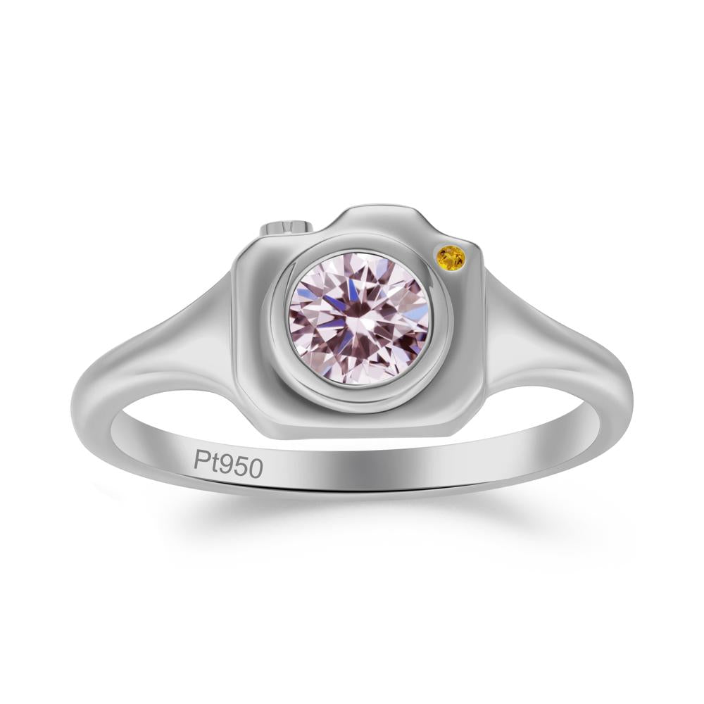 Creative Photography Inspired Pink Cubic Zirconia and Citrine Ring - LUO Jewelry #metal_platinum