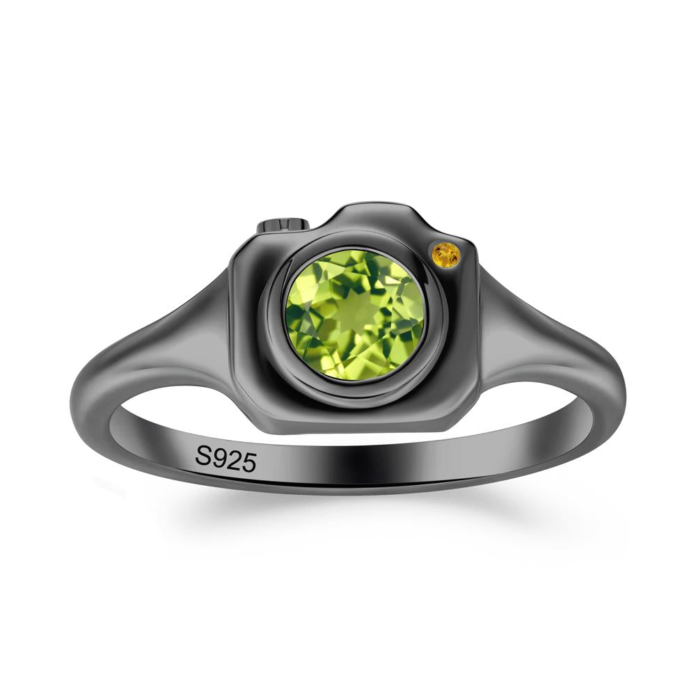 Creative Photography Inspired Peridot and Citrine Ring - LUO Jewelry #metal_black finish sterling silver