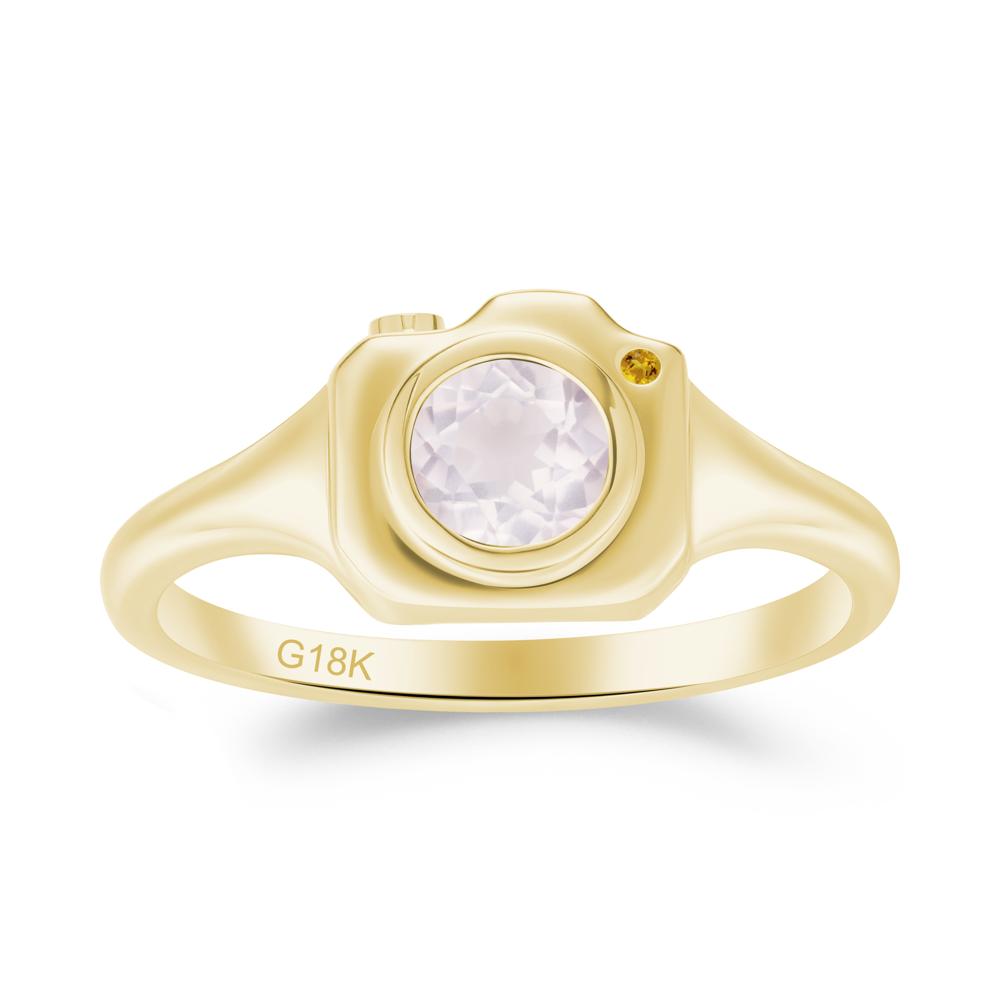 Creative Rose Quartz and Citrine Statement Ring - LUO Jewelry #metal_18k yellow gold