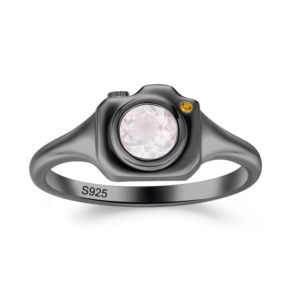 Creative Rose Quartz and Citrine Statement Ring - LUO Jewelry #metal_black finish sterling silver