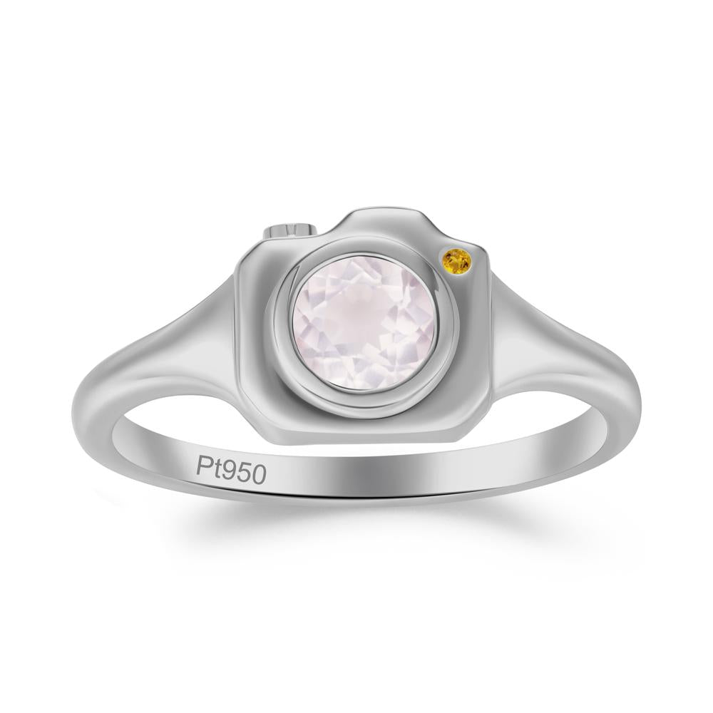Creative Rose Quartz and Citrine Statement Ring - LUO Jewelry #metal_platinum