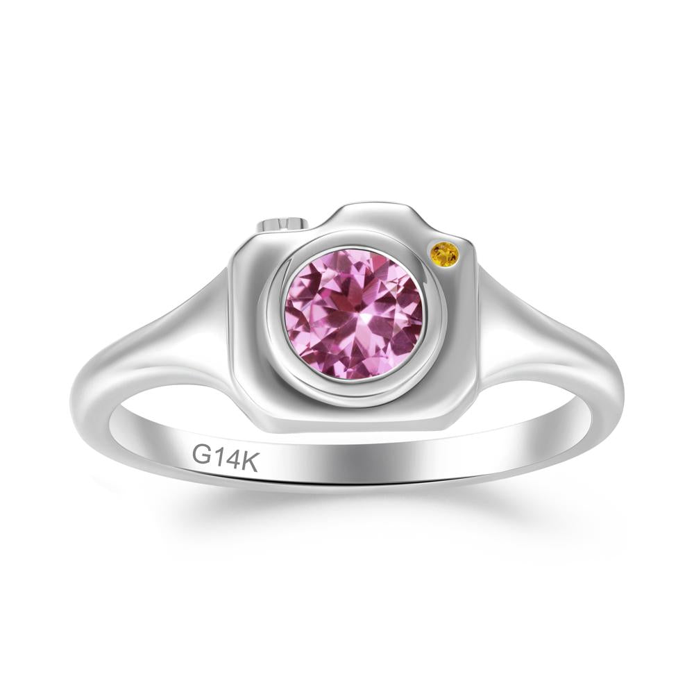 Creative Pink Sapphire and Citrine Statement Ring - LUO Jewelry #metal_14k white gold