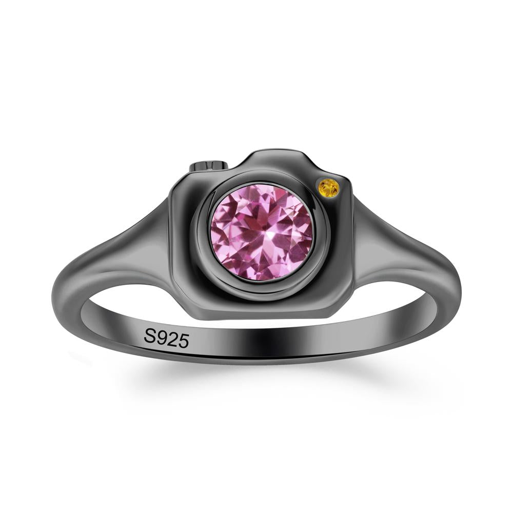 Creative Pink Sapphire and Citrine Statement Ring - LUO Jewelry #metal_black finish sterling silver