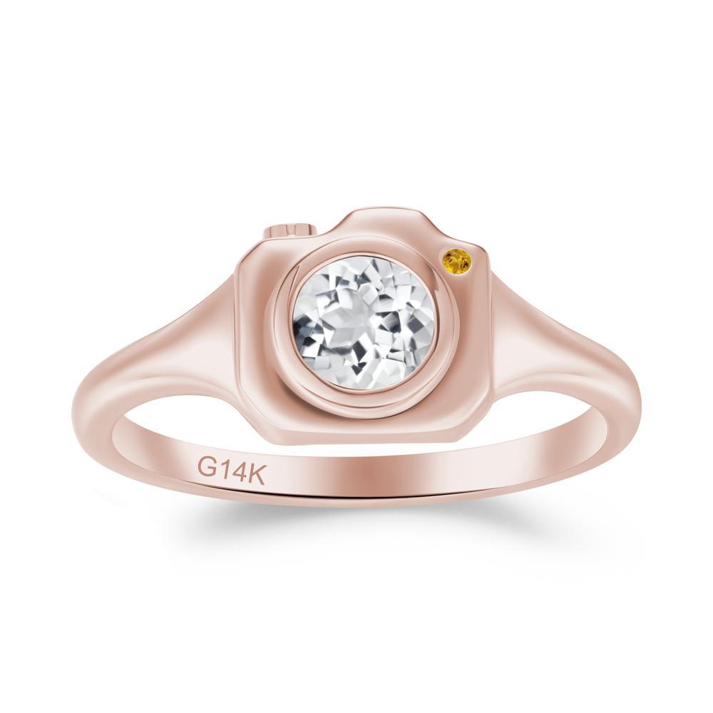 Creative White Topaz and Citrine Statement Ring - LUO Jewelry #metal_14k rose gold