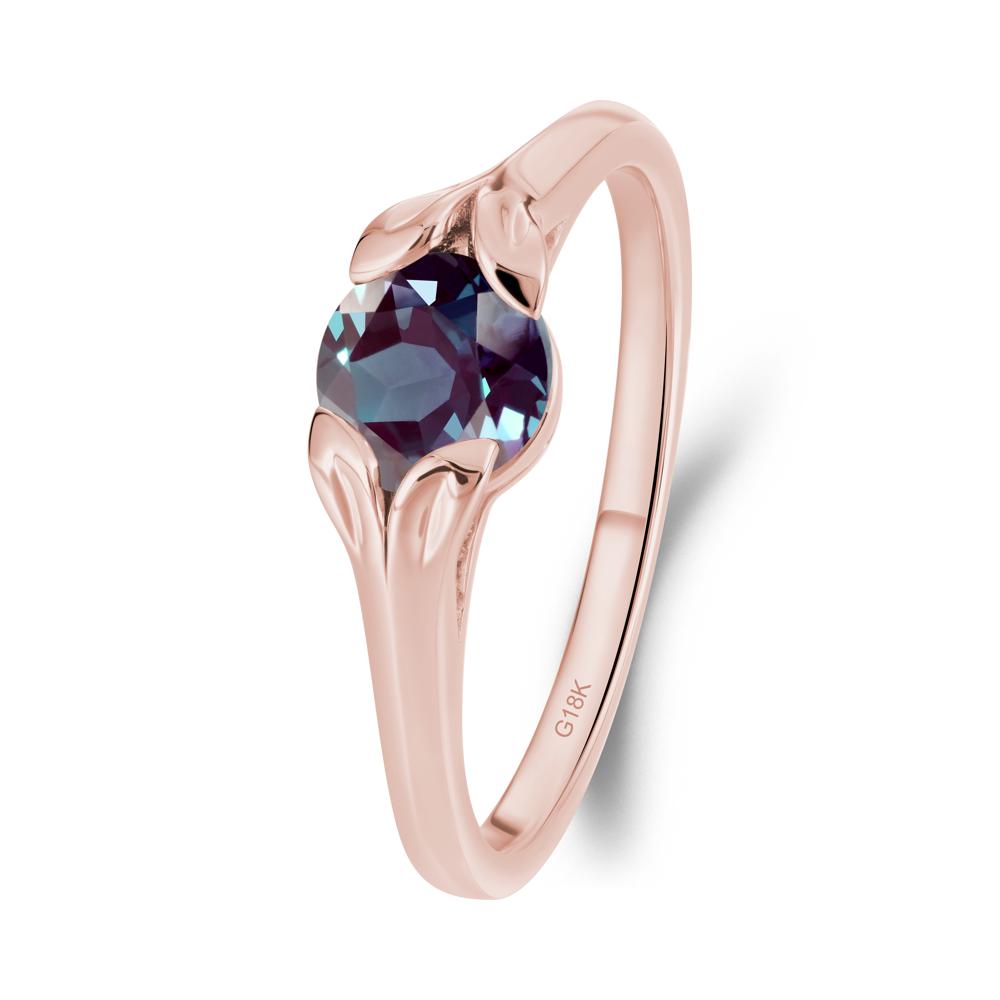 Round Alexandrite Leaf Ring - LUO Jewelry #metal_18k rose gold