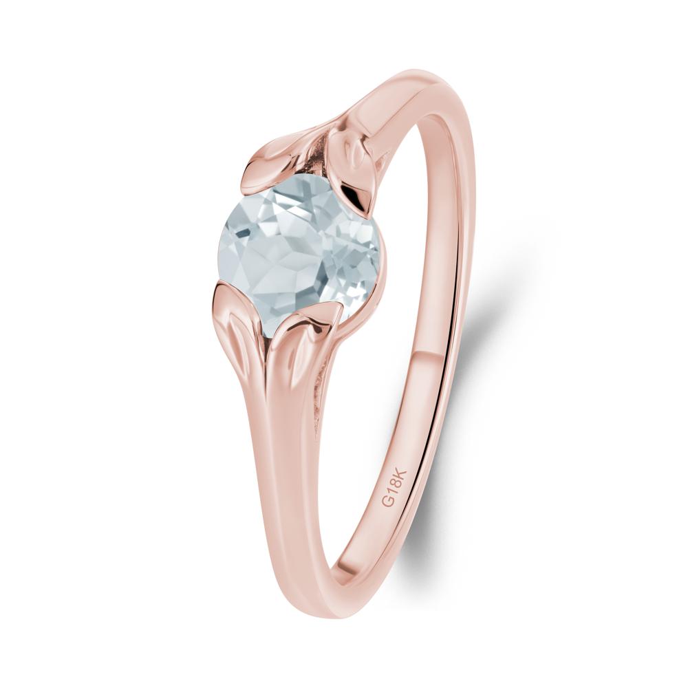 Round Aquamarine Leaf Ring - LUO Jewelry #metal_18k rose gold