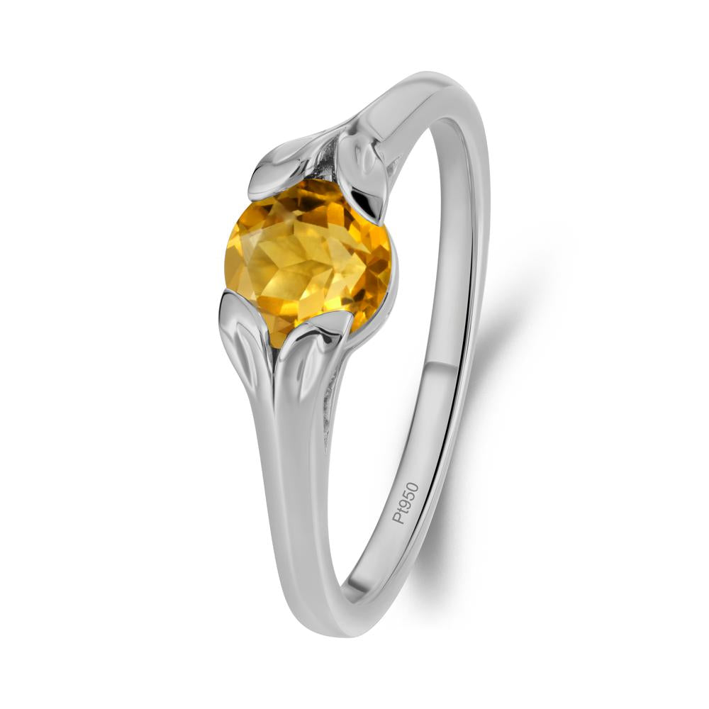 Leaf Inspired Citrine Engagement Ring - LUO Jewelry #metal_platinum