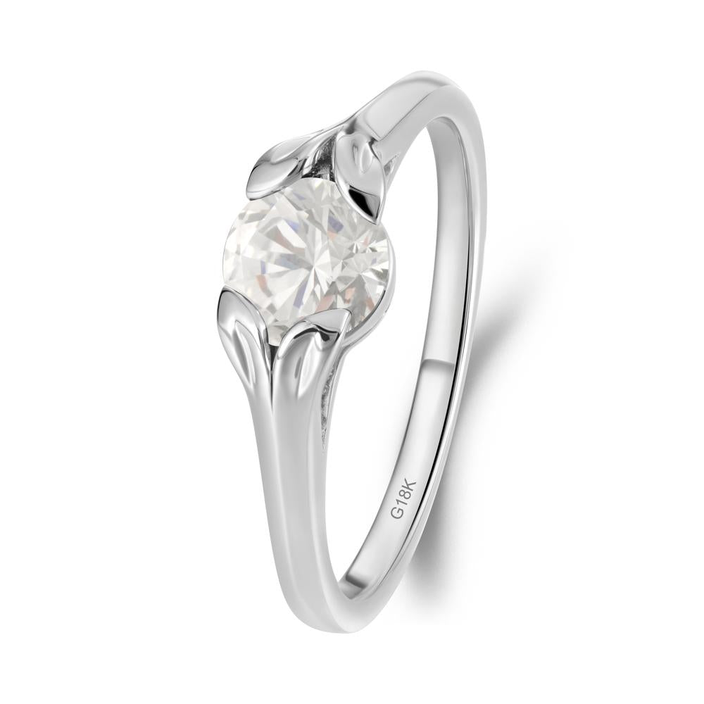 Round Diamond Leaf Ring - LUO Jewelry #metal_18k white gold