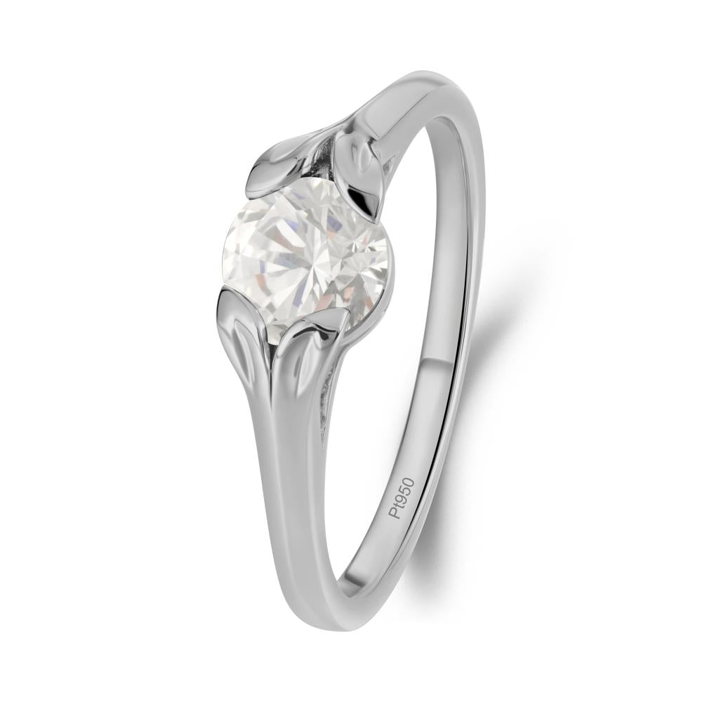 Round Diamond Leaf Ring - LUO Jewelry #metal_platinum