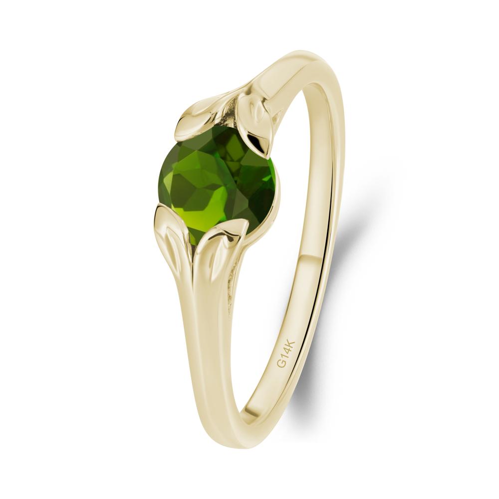 Leaf Inspired Diopside Promise Ring - LUO Jewelry #metal_14k yellow gold