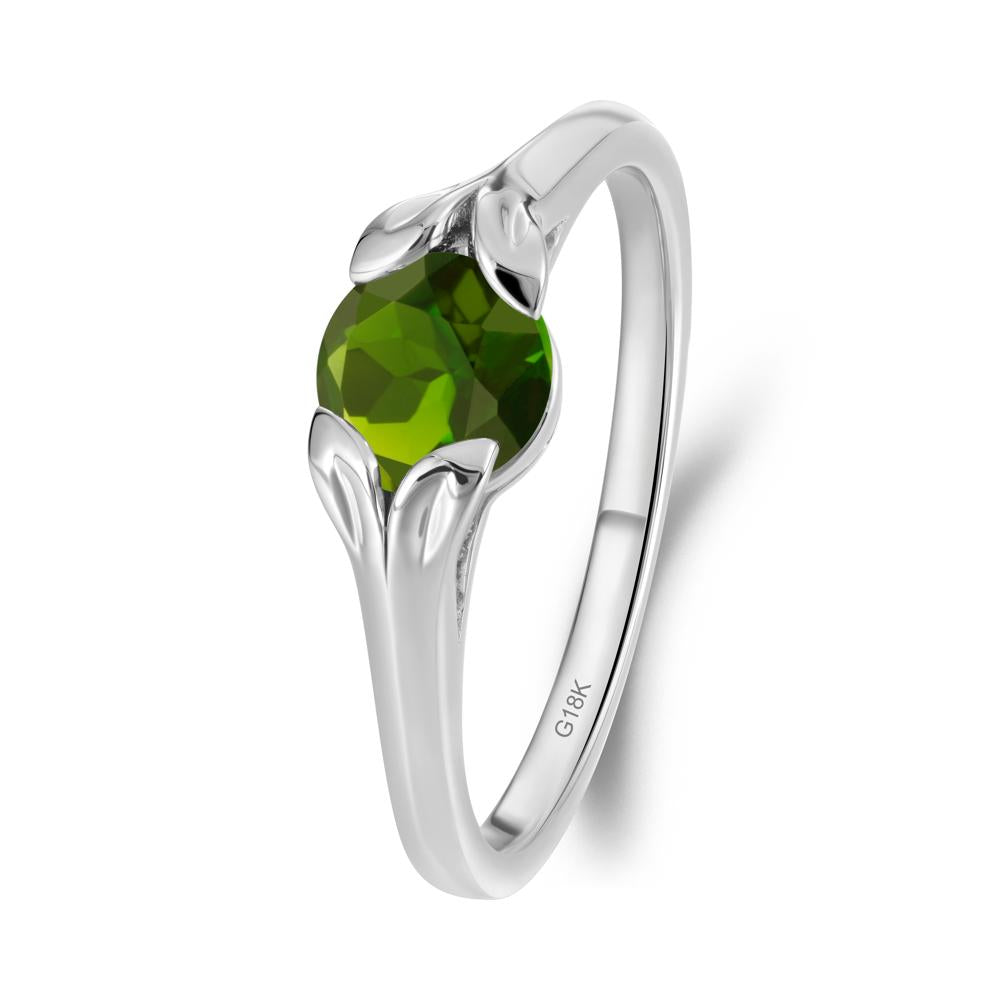 Leaf Inspired Diopside Promise Ring - LUO Jewelry #metal_18k white gold